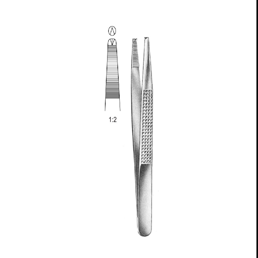 TISSUE FORCEPS  BONNEY   18.0cm  TEETH 1X2